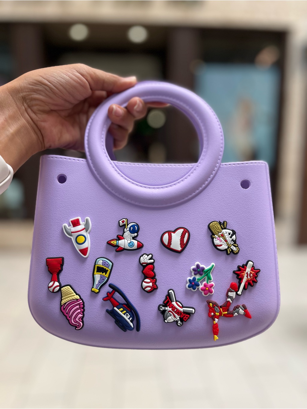 Kids Lavender Tote Bag Beach Bag Eva Bag With Charms (Charms Fit Crocs Shoes)